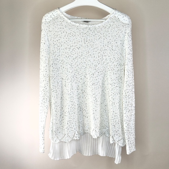 New Mirror Image Sequin sweater with Pleated detailed Hem Sz L - Picture 1 of 6